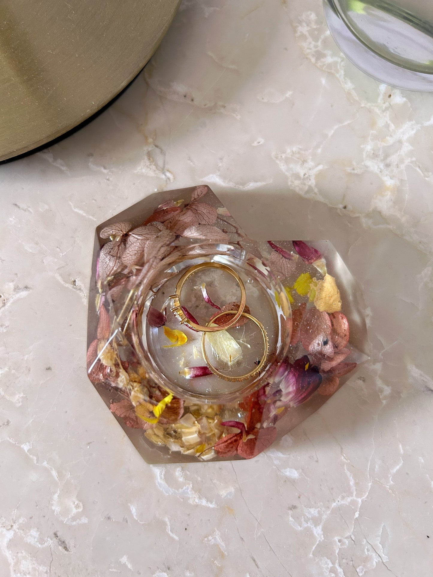 Diamond Resin Dried Flower Candle and Ring Holder