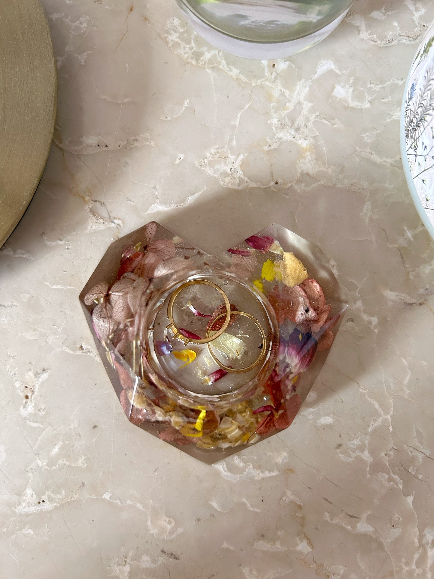 Diamond Resin Dried Flower Candle and Ring Holder