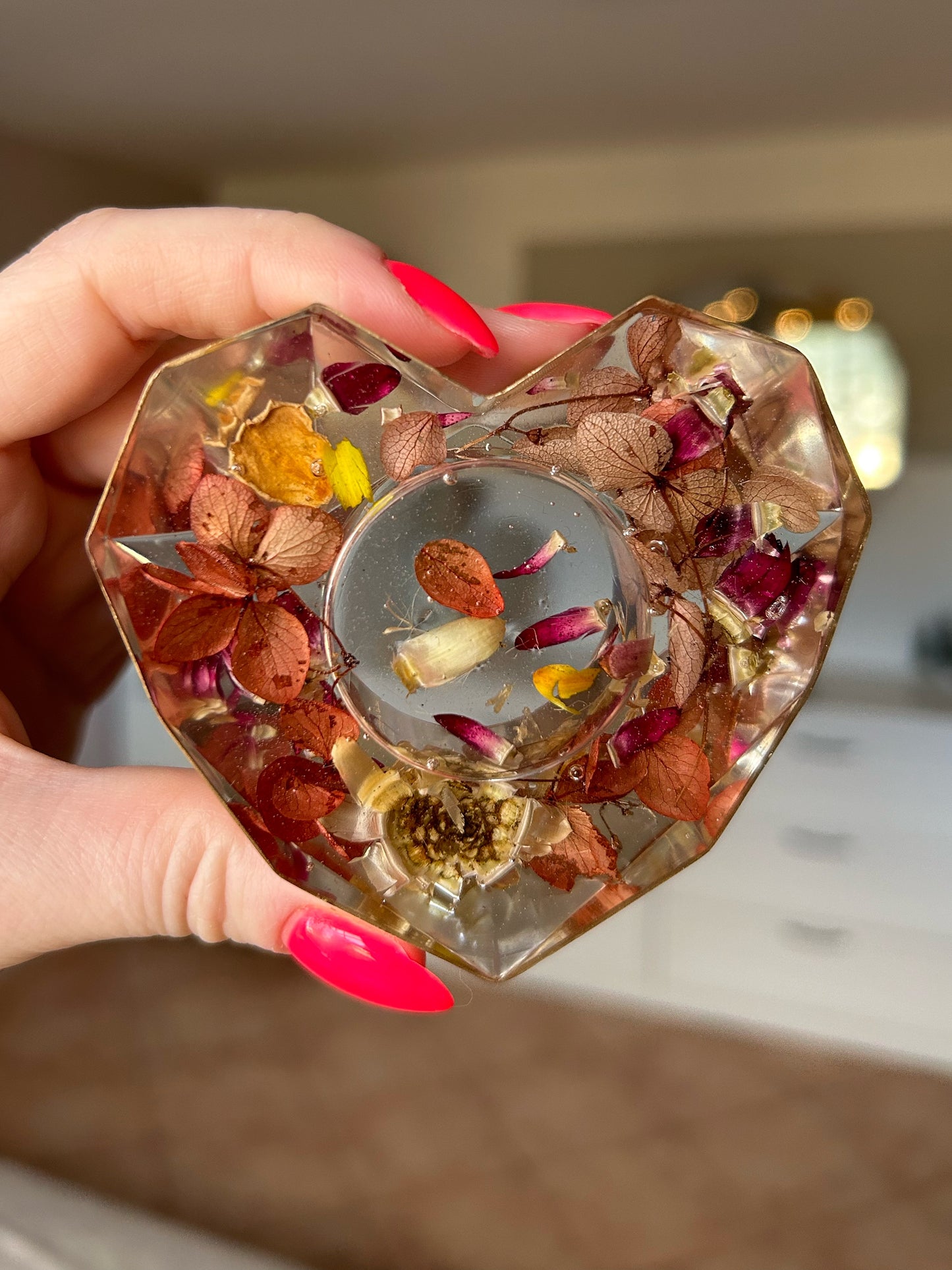 Diamond Resin Dried Flower Candle and Ring Holder