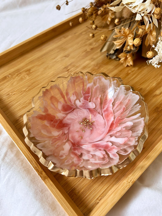 Red, Pink and Gold Bloom Resin Jewelry Dish