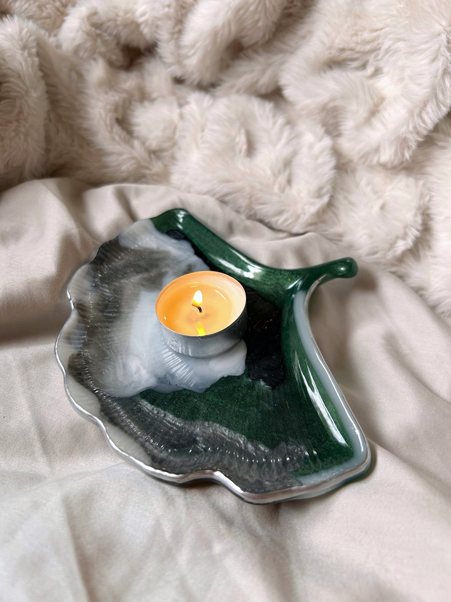 Ginkgo Leaf Candle Holder Jewelry Tray