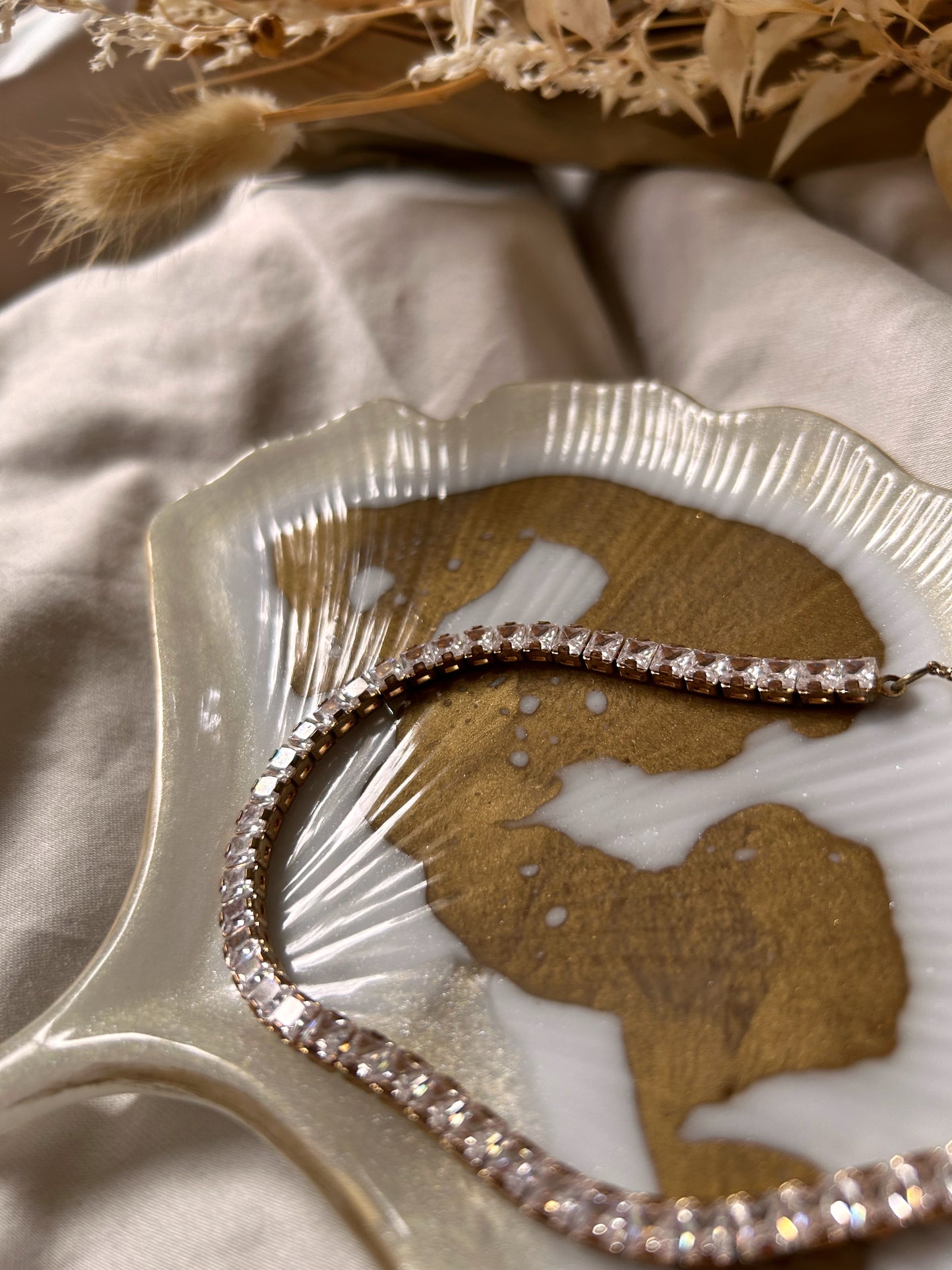 Gold and Cream Ginkgo Leaf Jewelry Dish