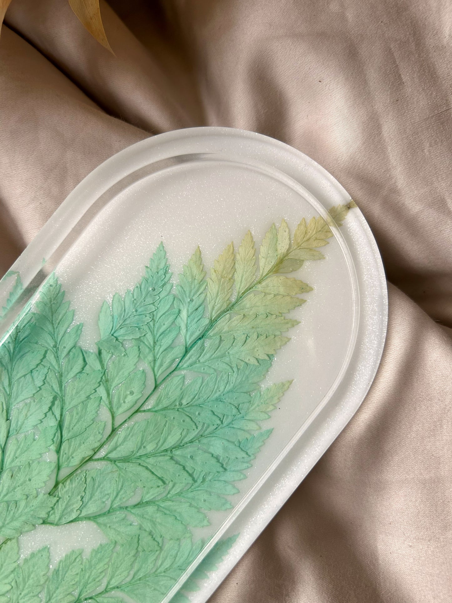 Teal Leaf Oval Tray