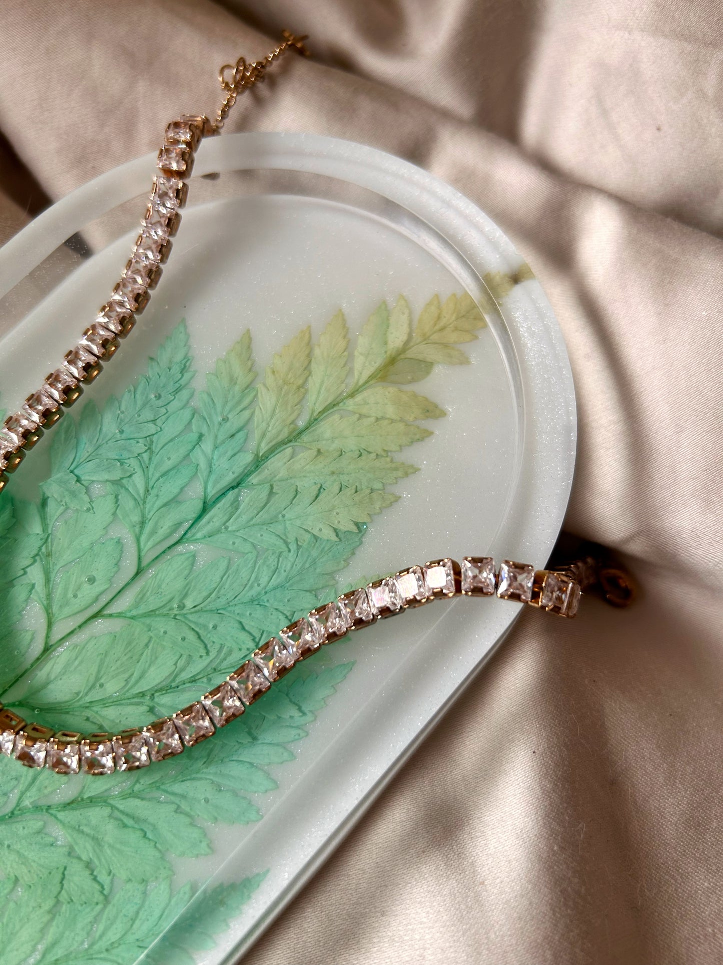 Teal Leaf Oval Tray