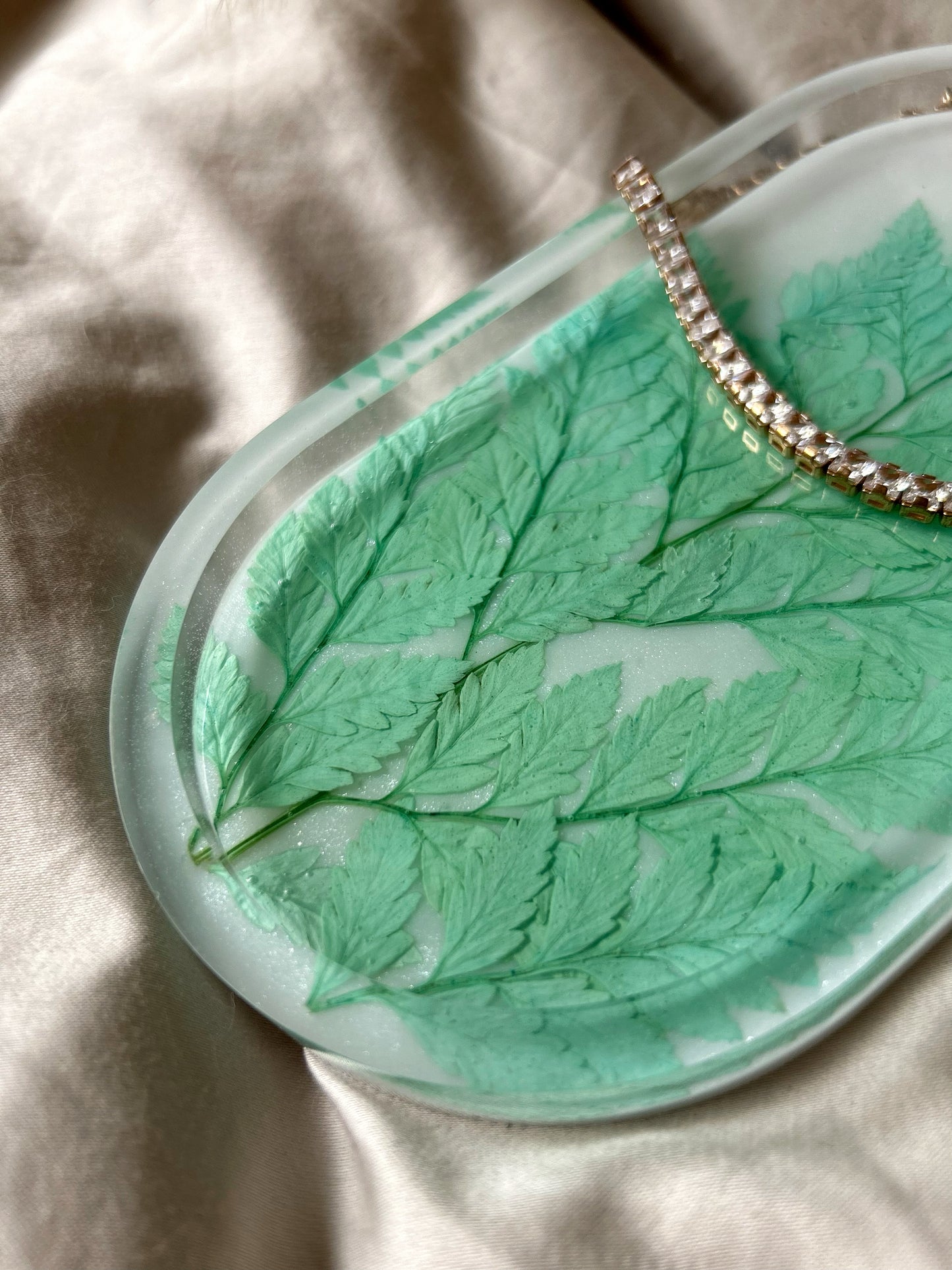 Teal Leaf Oval Tray