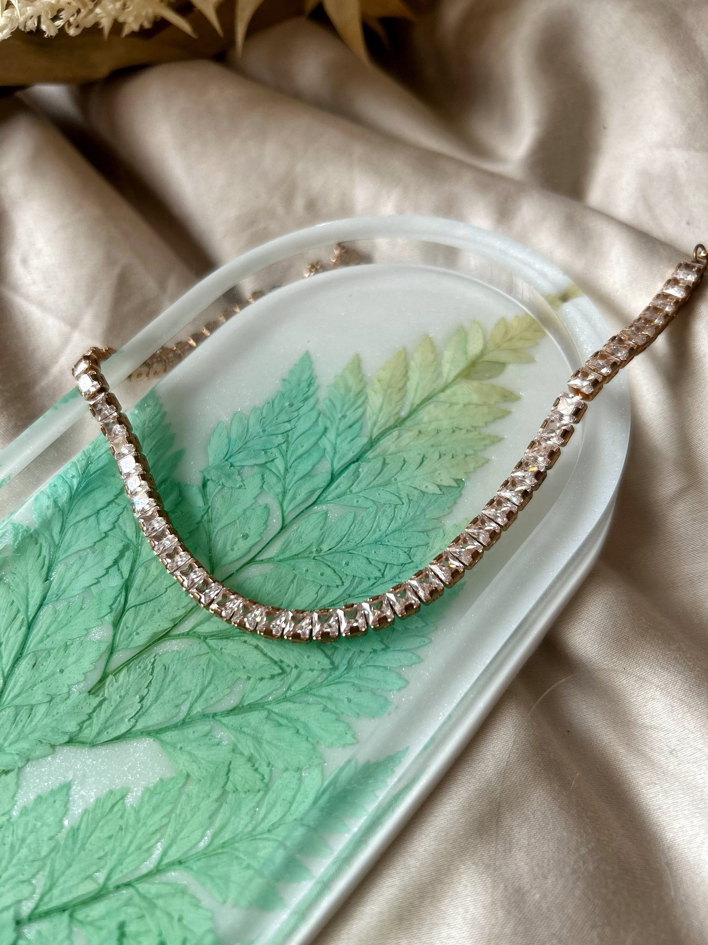 Teal Leaf Oval Tray