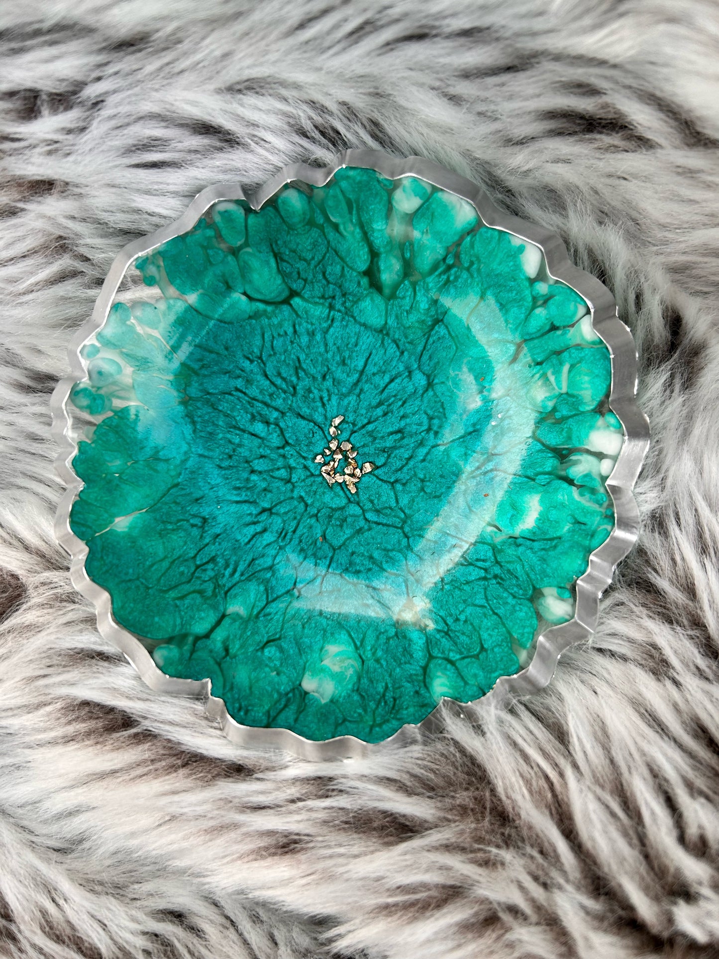 Silver and Teal Jewelry Bowl