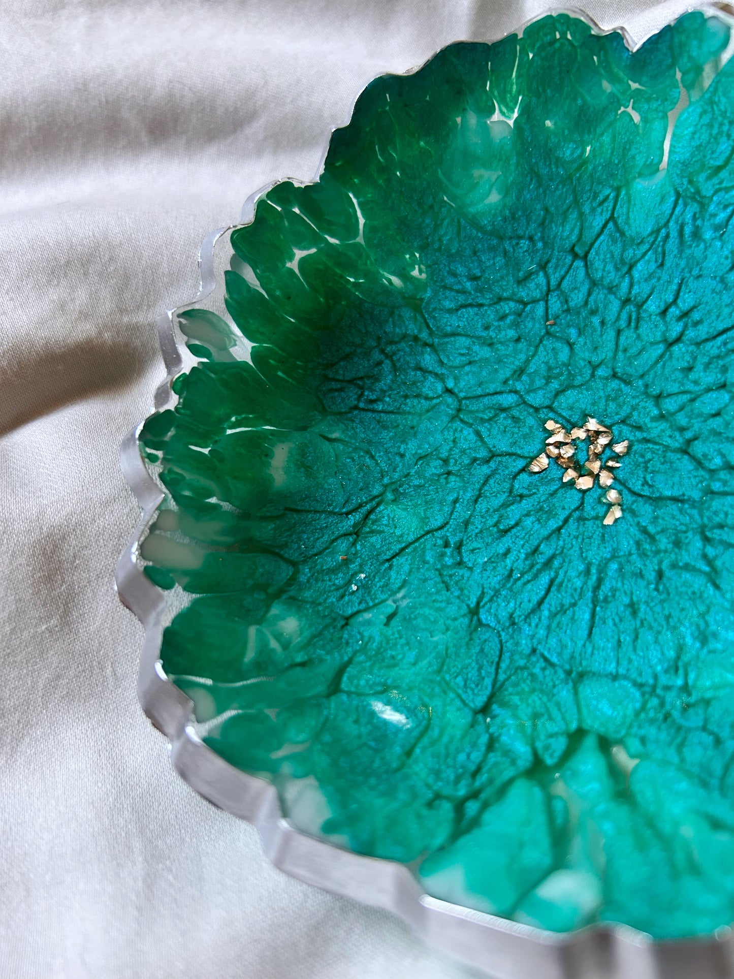 Silver and Teal Jewelry Bowl