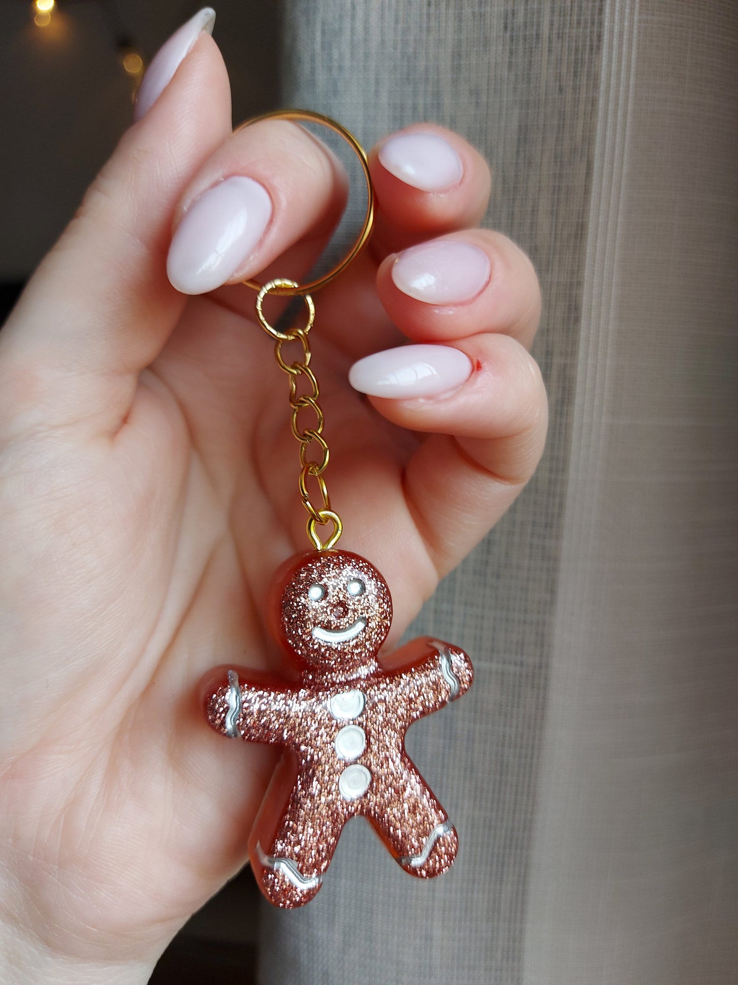 Gingerbread man keyring keychain Christmas Gift Idea for her key accessory bag tag accessories holiday gift Stocking filler Xmas present