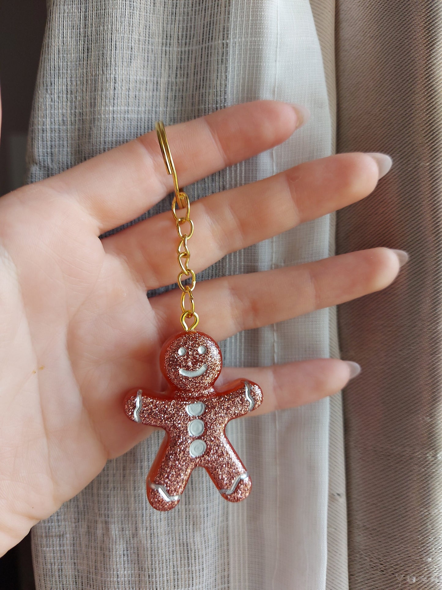 Gingerbread man keyring keychain Christmas Gift Idea for her key accessory bag tag accessories holiday gift Stocking filler Xmas present