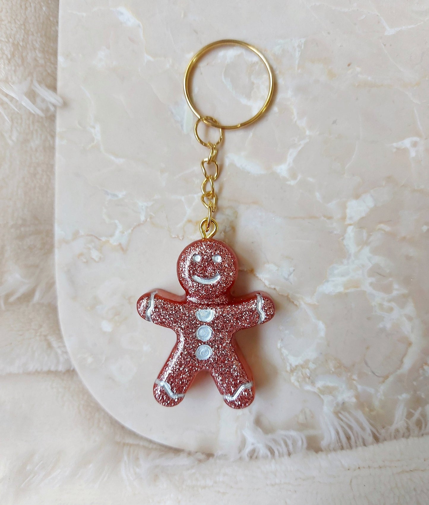 Gingerbread man keyring keychain Christmas Gift Idea for her key accessory bag tag accessories holiday gift Stocking filler Xmas present