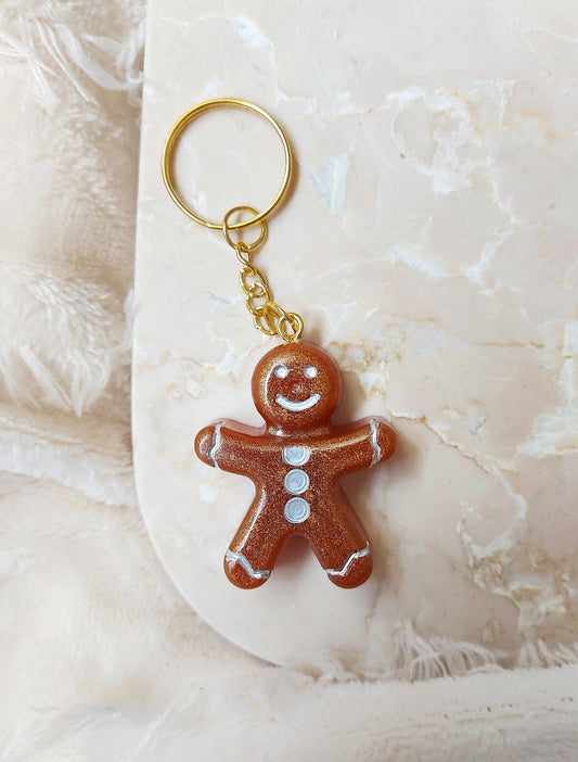 Gingerbread man keyring keychain Christmas Gift Idea for her key accessory bag tag accessories holiday gift Stocking filler Xmas present