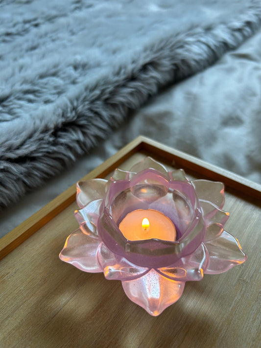 Pink Lotus Flower Resin Candle Holder
