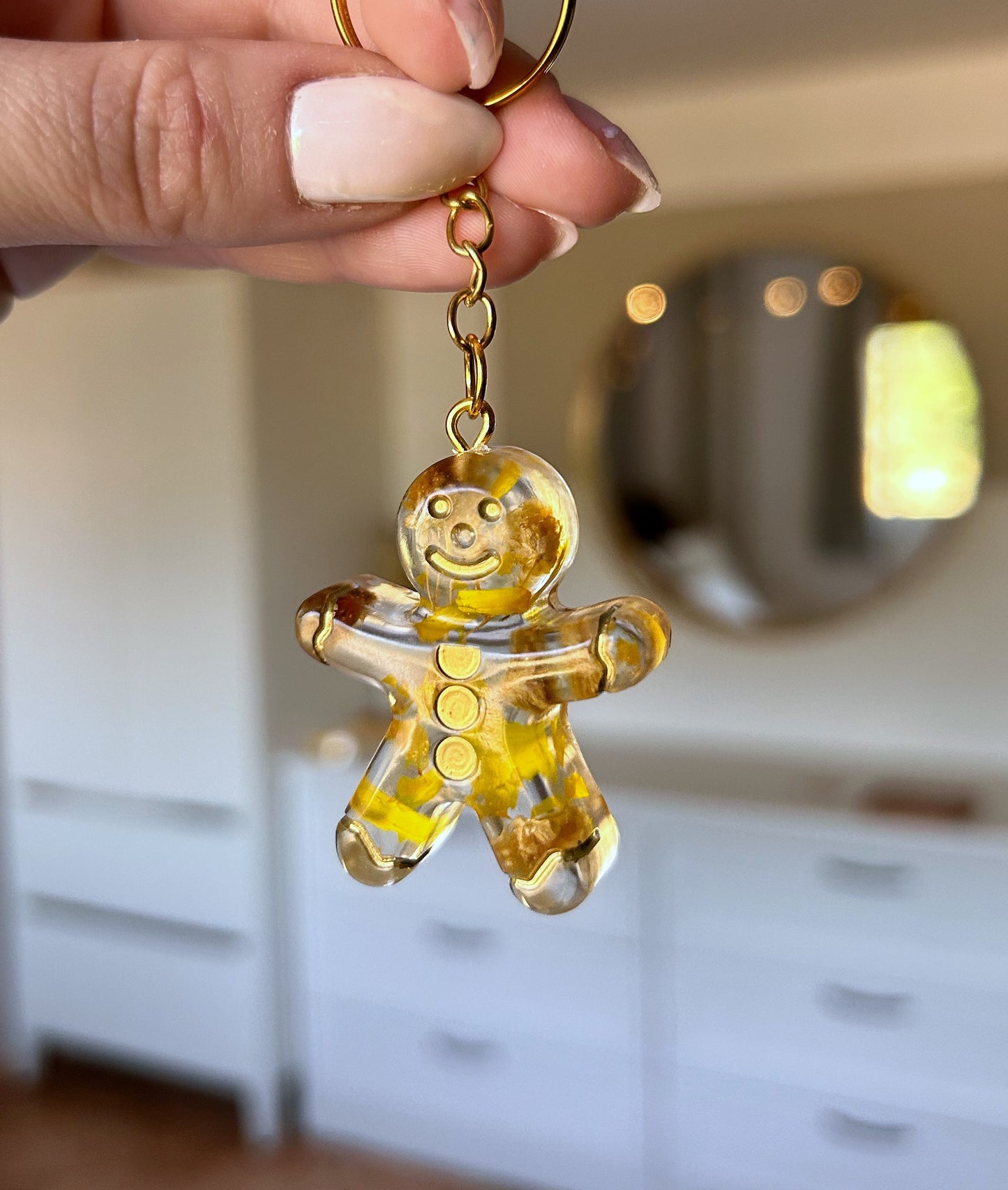 Gingerbread man keyring keychain Christmas Gift Idea for her key accessory bag tag accessories holiday gift Stocking filler Xmas present